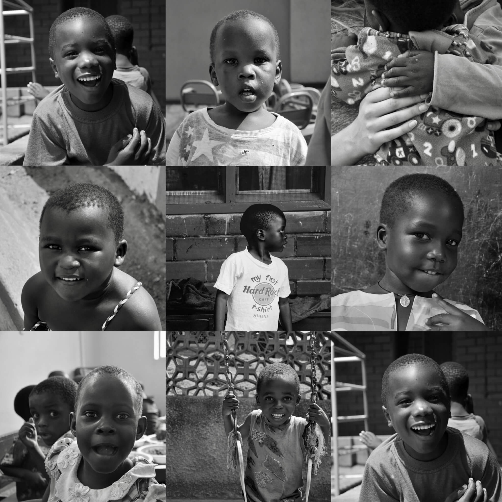 Schwarz-Weiß Fotoserie mit Kindern